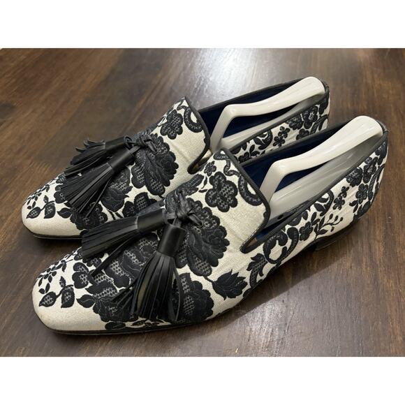 Sebastian Cruz Couture White Black Formal Loafers Tassle 40 Size 7.5 $1495 main image 4